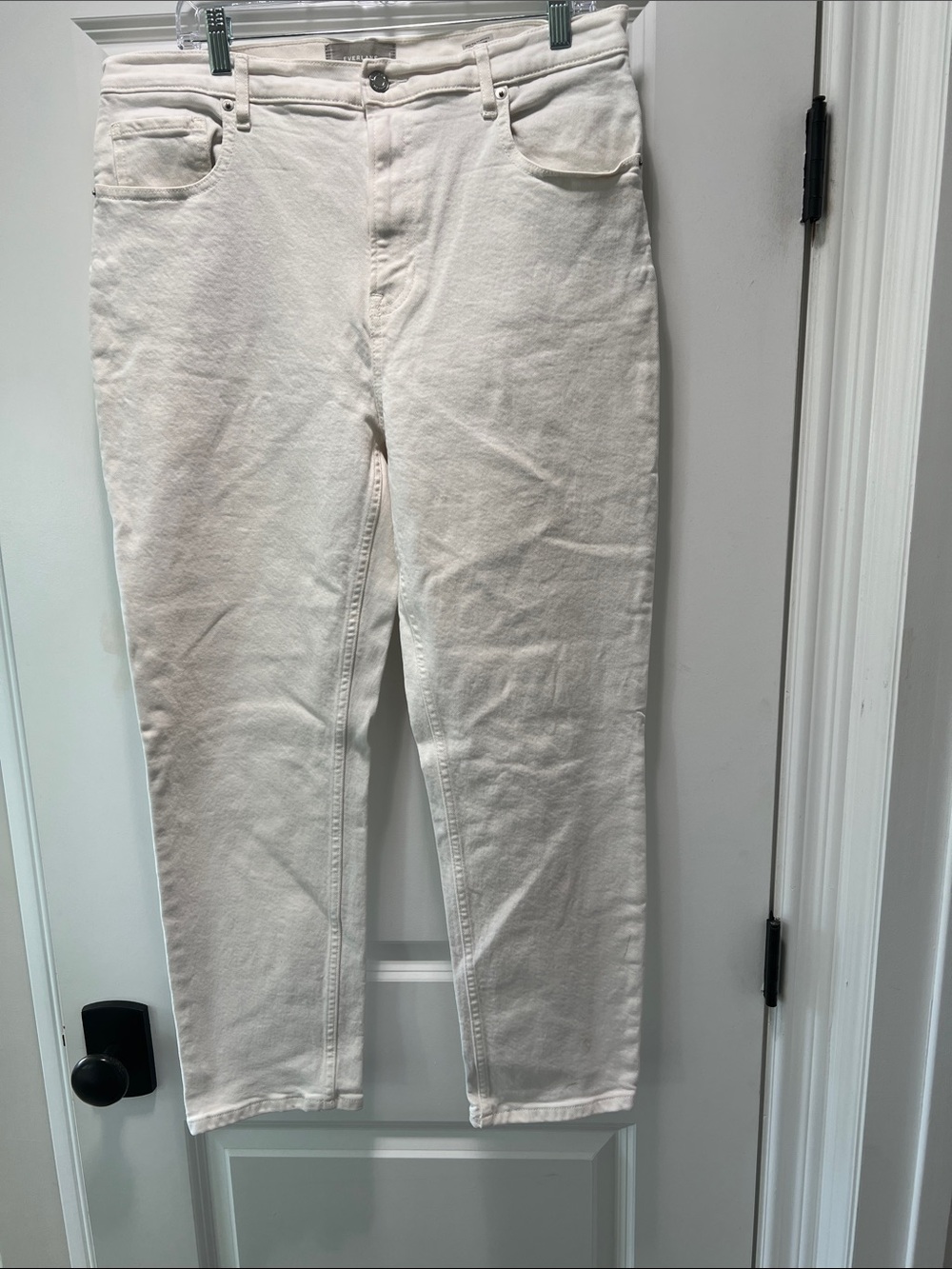 Everlane Women's White High-Rise Straight Jeans